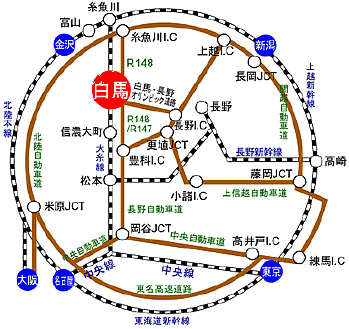 白馬村アクセスマップ